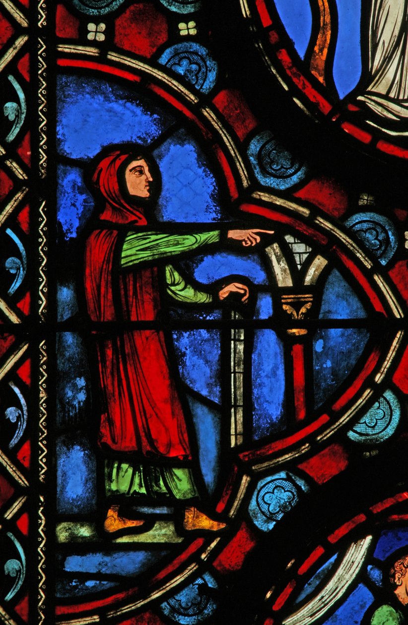 Janela w1 representando uma cena da vida de St Martin de French School