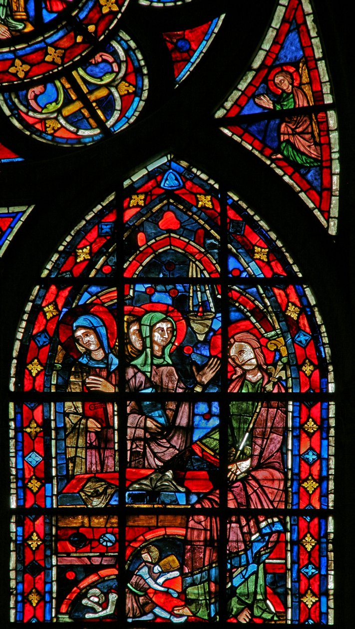Janela w200 representando uma cena de ressurreição: as mulheres sagradas no túmulo de French School