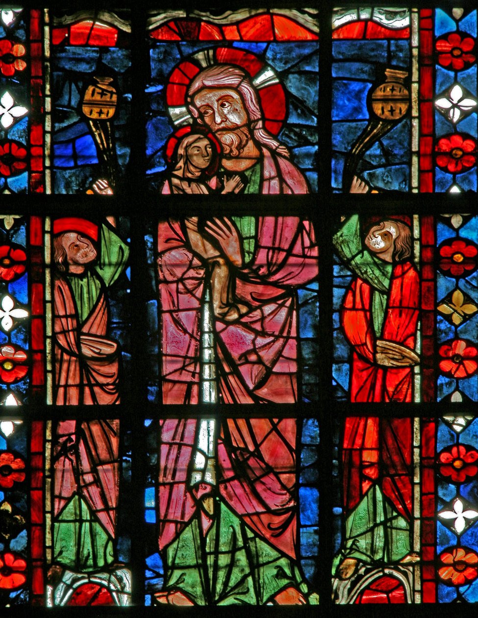 Janela w201 representando Cristo carrega a alma de virgens para o céu de French School