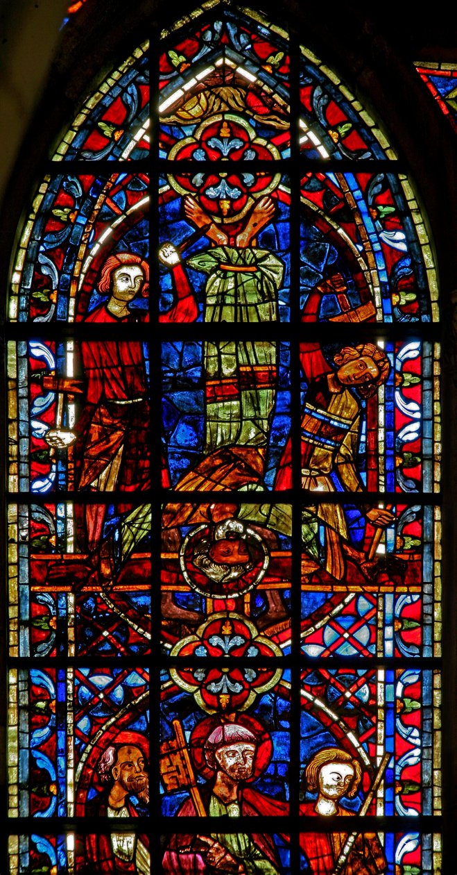 Janela w204 retratando a crucificação de São Pedro de French School