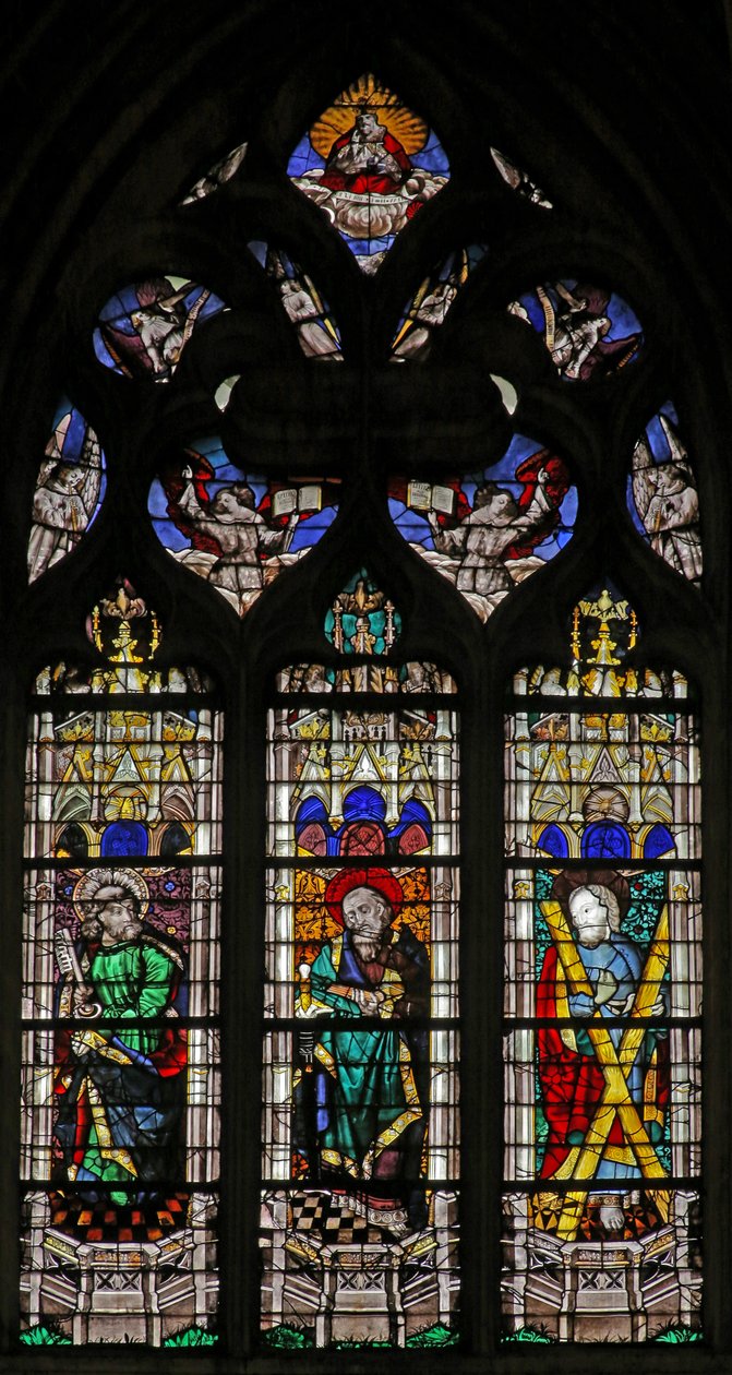 Janela w208 retratando St Peter, St Paul e St Andrew de French School