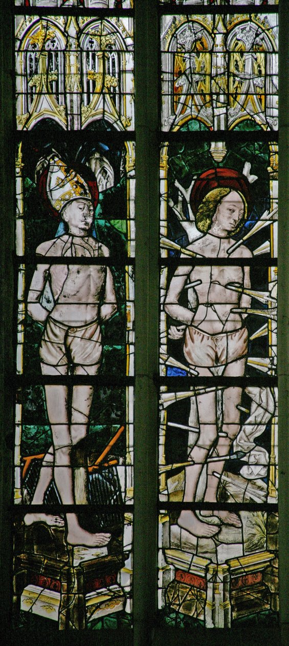 Janela w20, representando St Blaise e São Sebastião de French School
