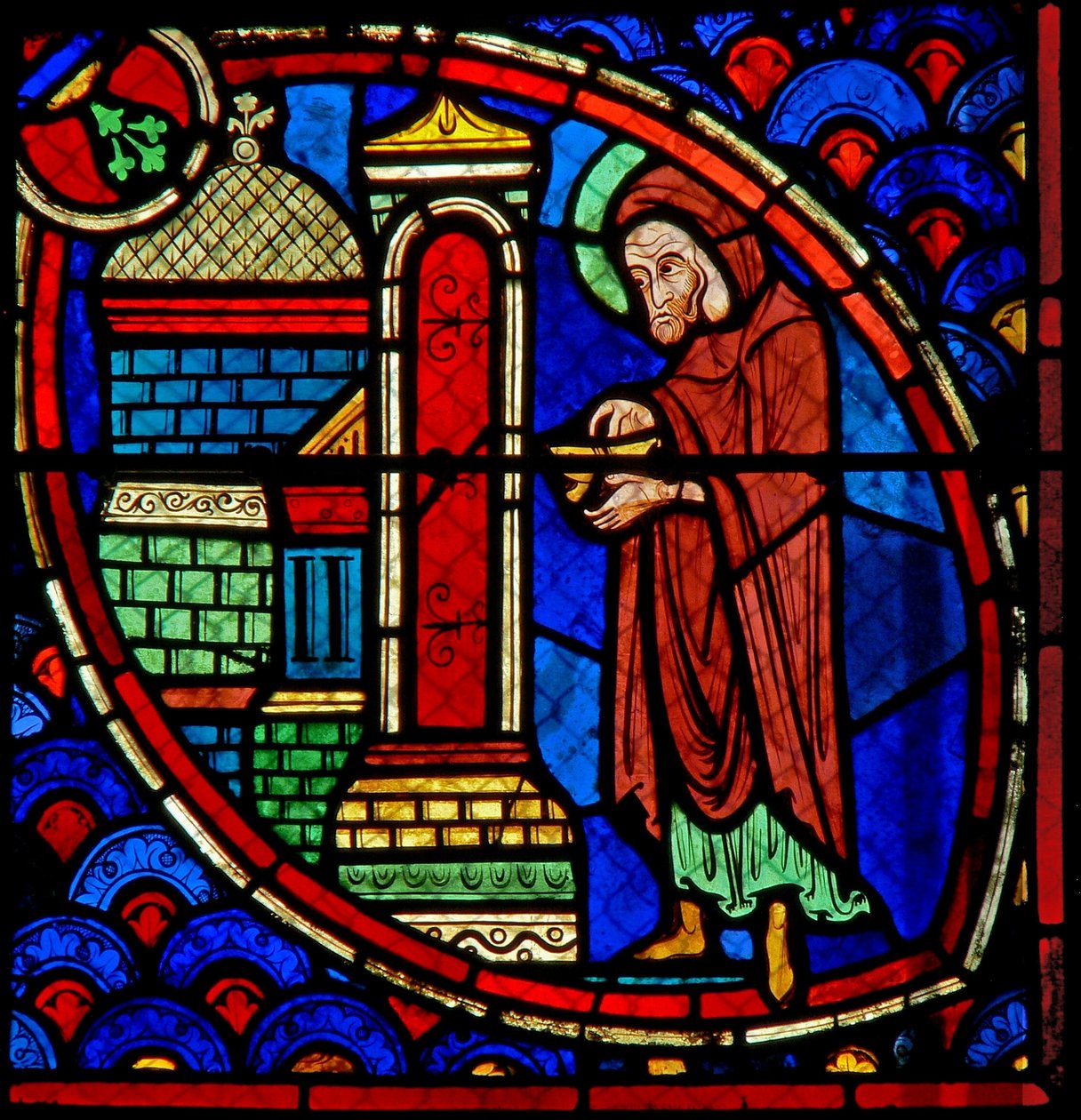 Janela w20 representando Zacarias, o pai de São João Batista, no Templo de French School