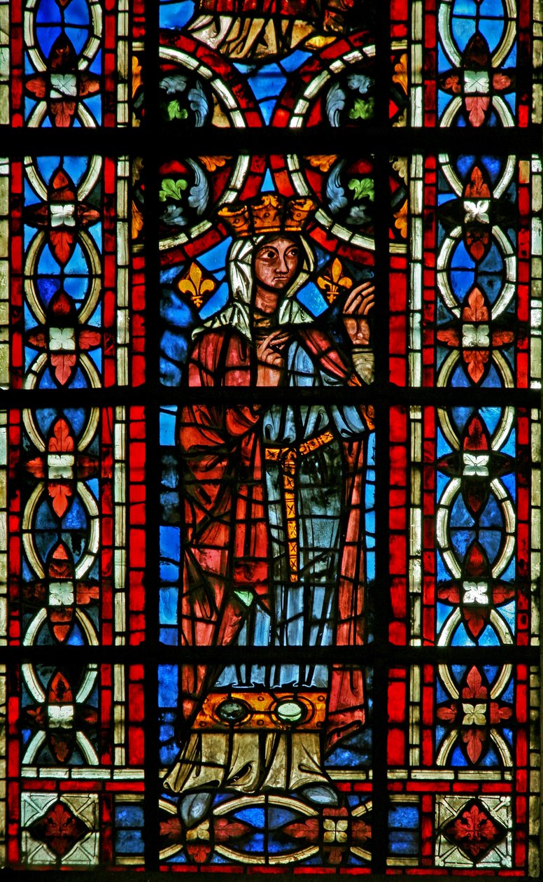 Janela w211 retratando uma cena da vida de Santa Helena: a rainha Gratulie de Corinto recebe seu médico de French School
