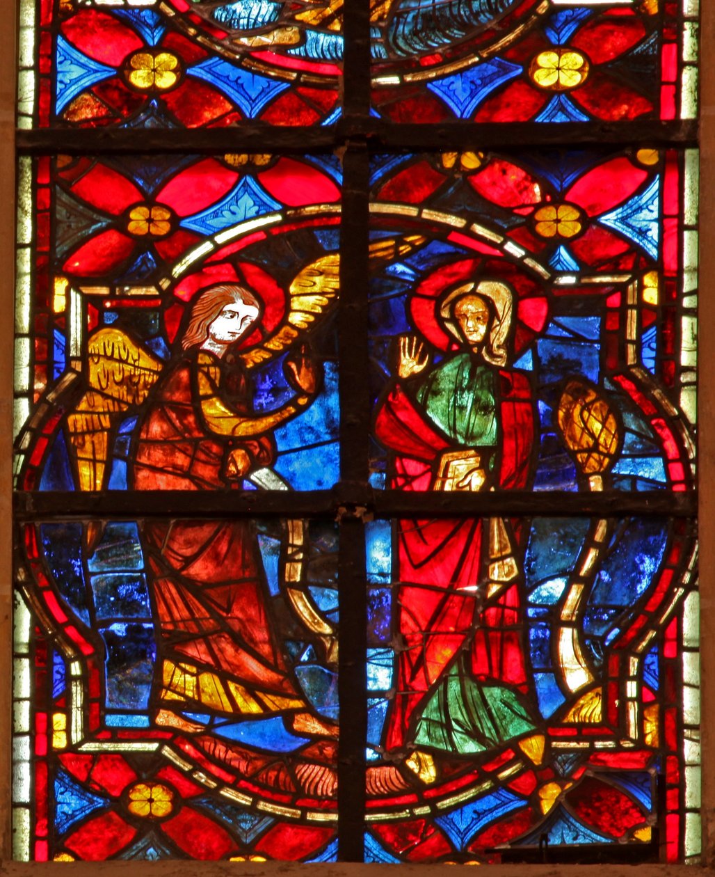 Janela w212 representando a Anunciação de São João Batista a Zacarias no templo de French School