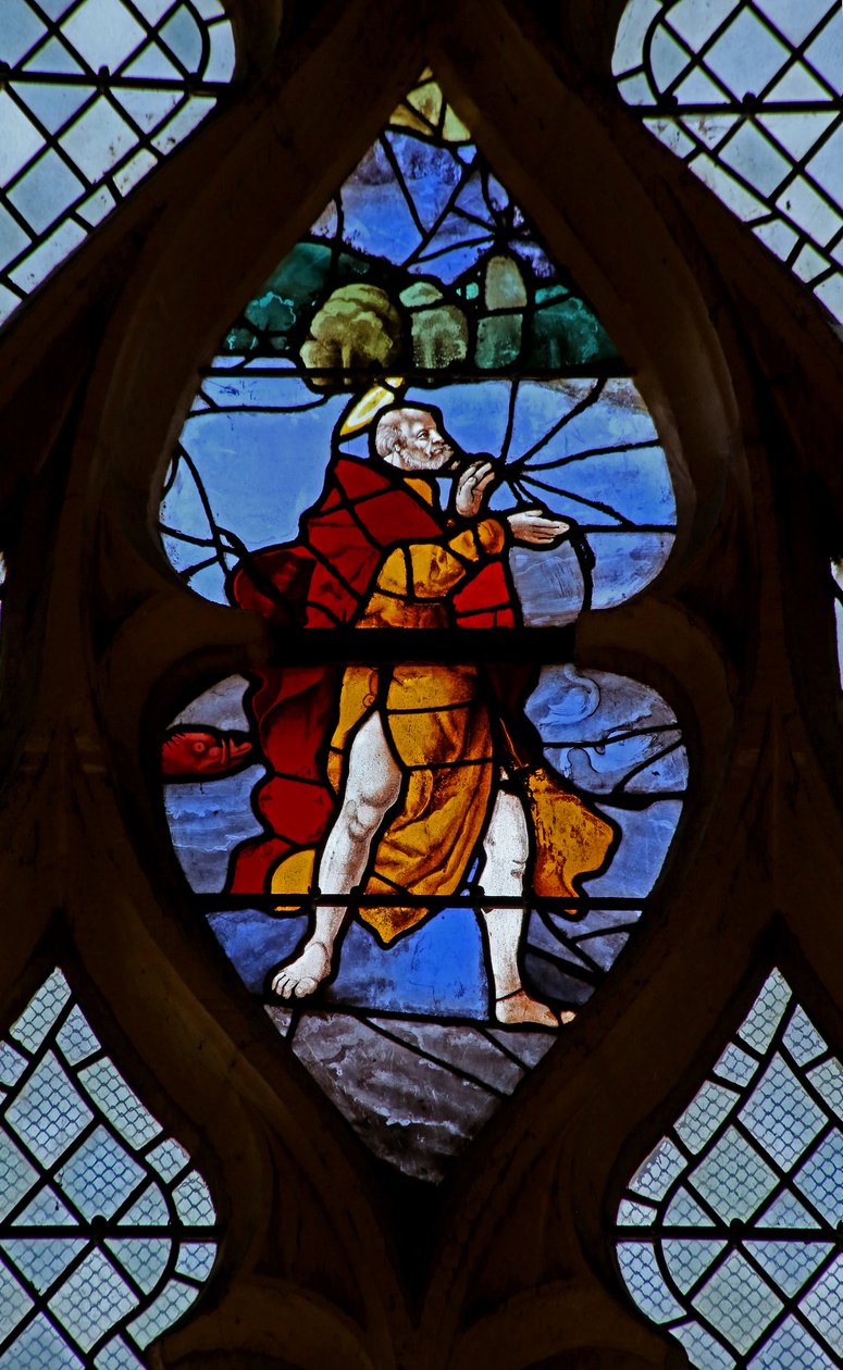 Janela w21 representando Cristo leva São Pedro a andar sobre a água - um detalhe de French School