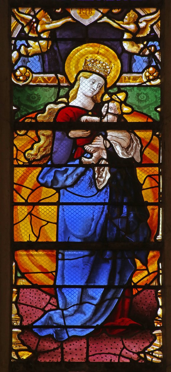 Janela w21 representando a Virgem e o Menino (depois de Durer) de French School