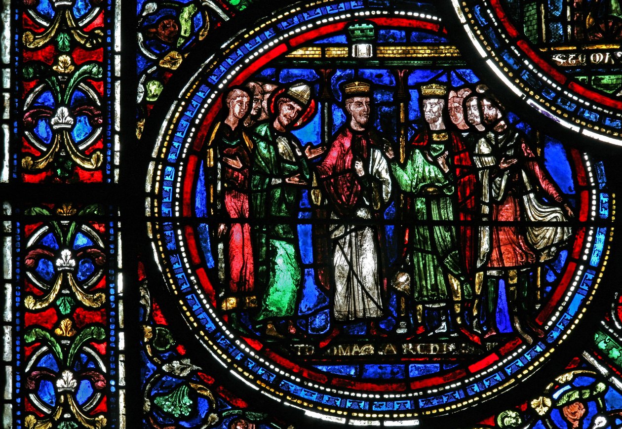 Janela w23 representando St Thomas Becket com Henry II e Louis VII de French School