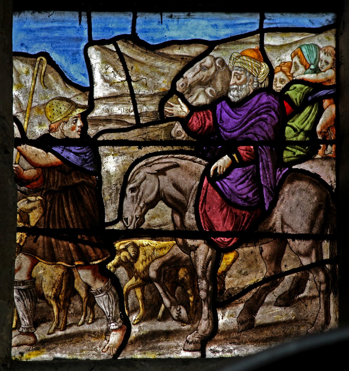 Janela w25 representando uma cena da história do Joseph de French School