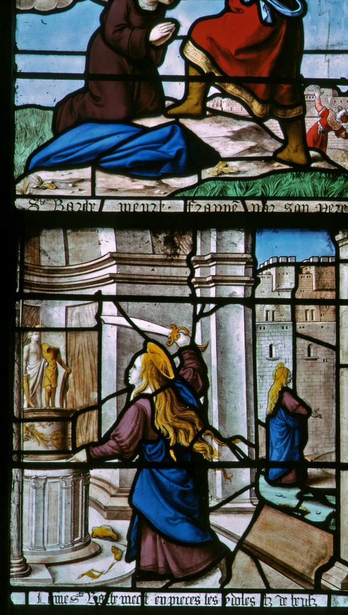 Janela w29 retratando St Barbara destruindo os ídolos de French School