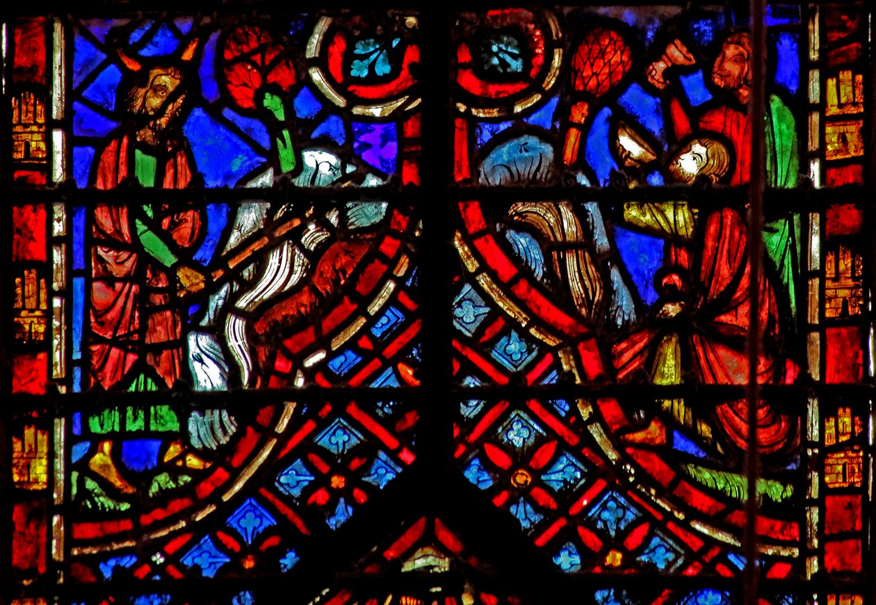 Janela w2 Moisés atinge a rocha do Horeb Ex XVII 35 de French School