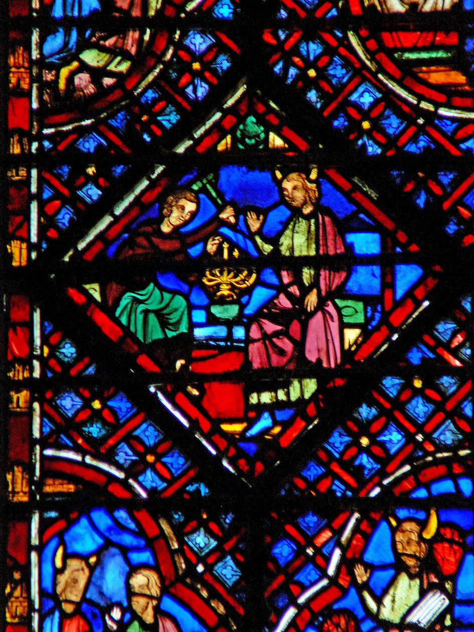 Janela w2 Moisés observa Bezalel fazendo a Menora Ex XXXVII 17-24 de French School