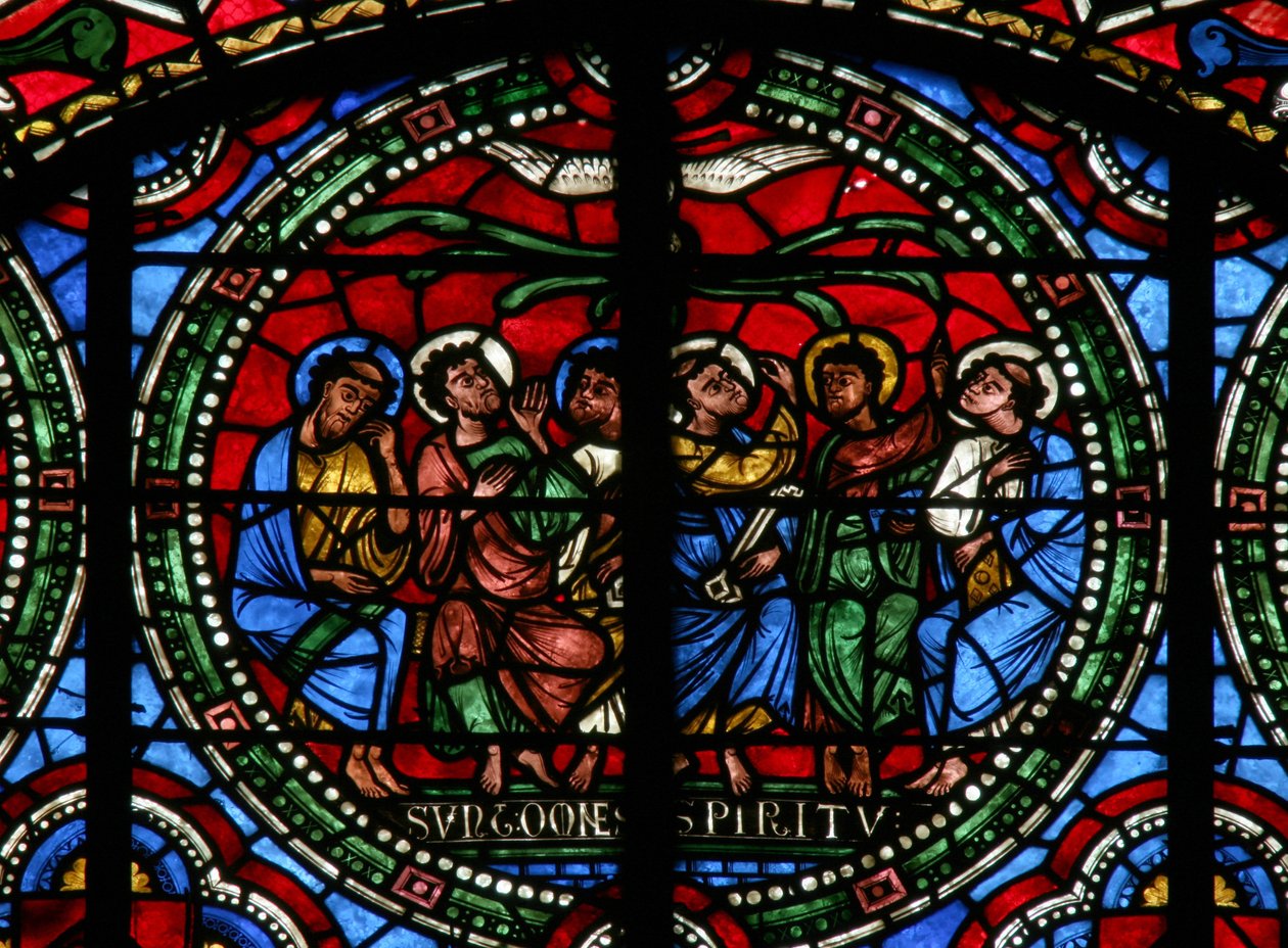 Janela w2 retratando o Pentecostes (moderno) de French School