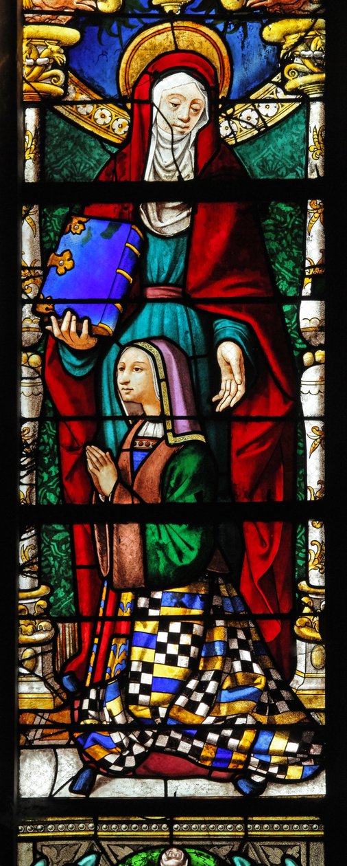 Janela w2 representando St Anne e um doador de French School