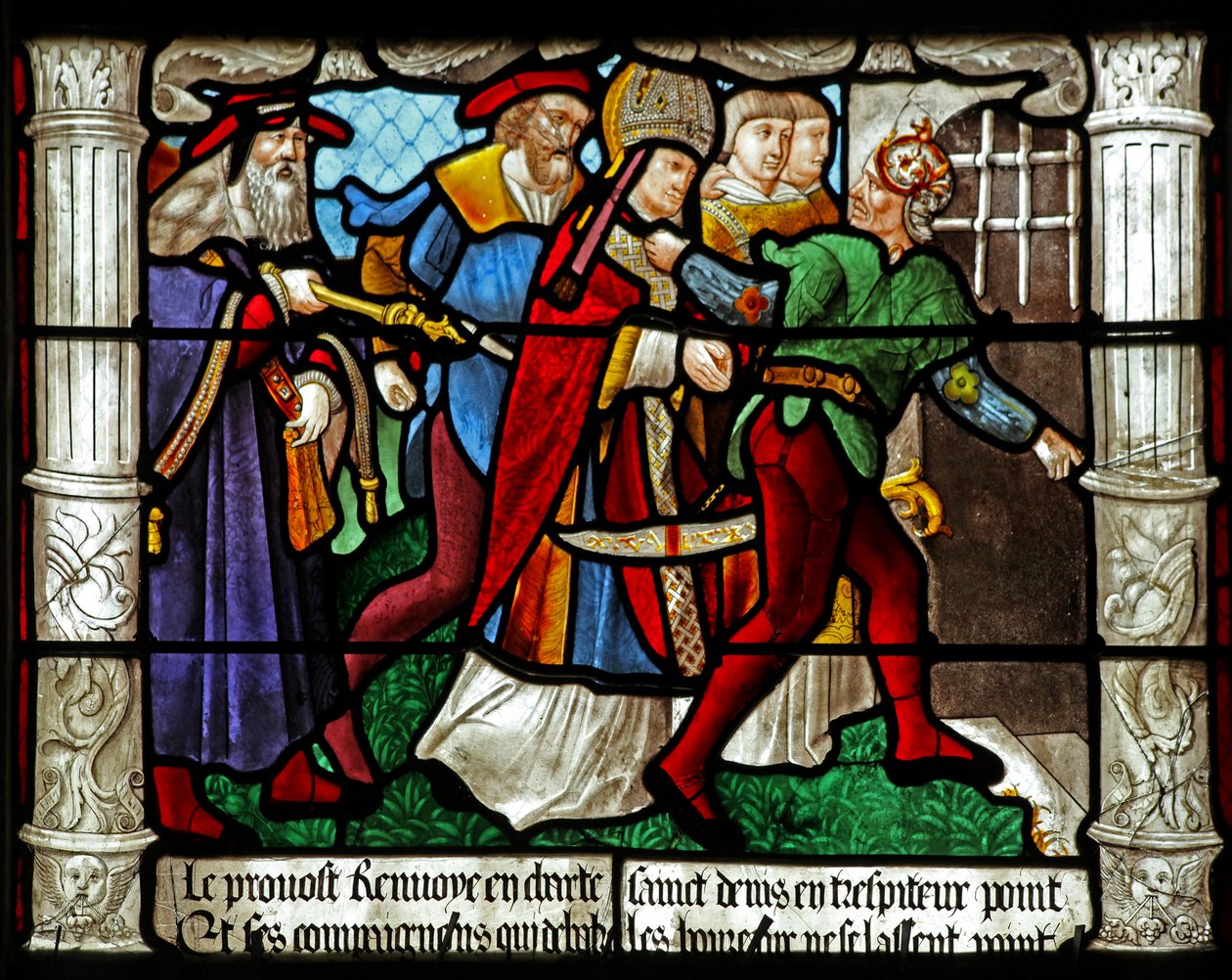 Janela w31 representando uma cena da vida de St Denis: sua prisão de French School