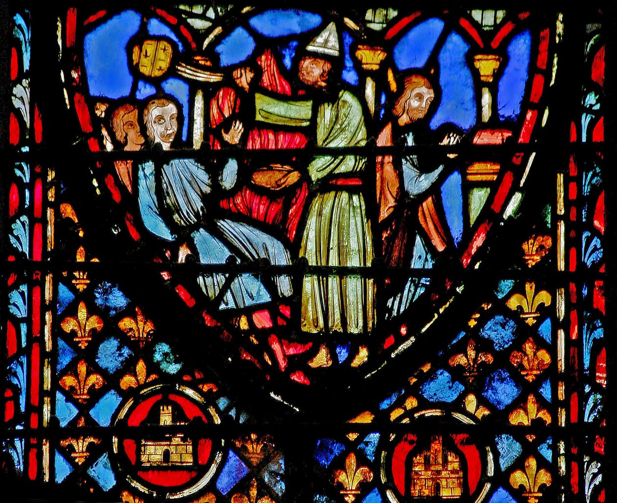 Janela w3 Arão intercede para acabar com a punição de Deus Números XVI 44 de French School