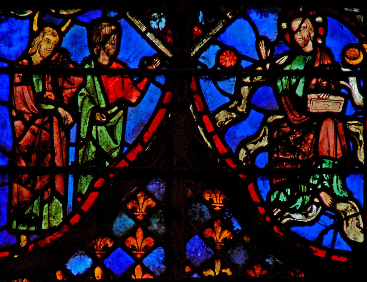Janela w3 Moisés e um companheiro; Deus na glória com sol e lua de French School