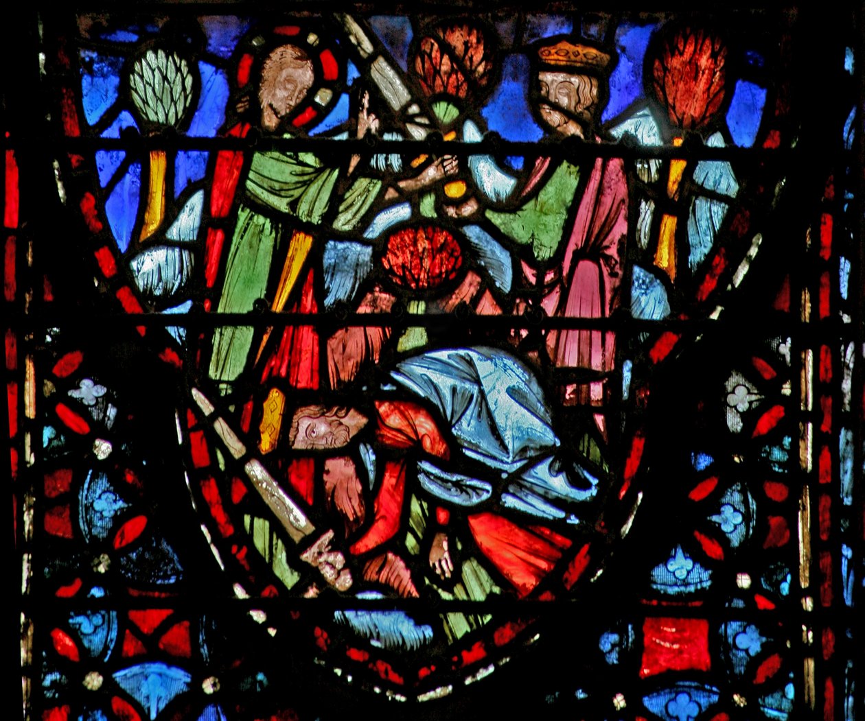 Janela w4 O soldado de Deus aparece para Josué que cai no chão. Josh V 13-16 de French School
