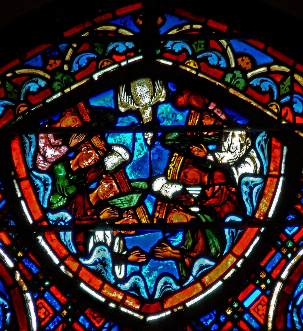 Janela w4 retratando o Pentecostes de French School