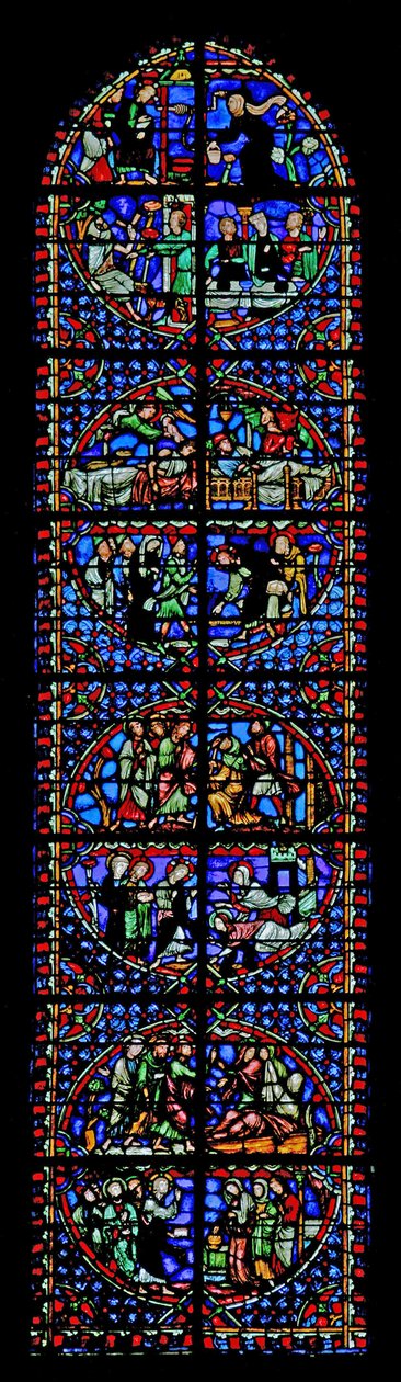 Janela w4 retratando cenas da vida de Cristo de French School