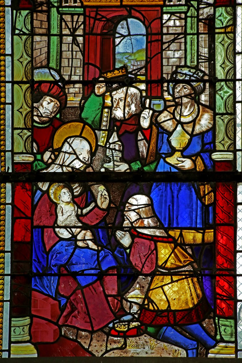 Janela w4 representando a adoração dos Magos de French School