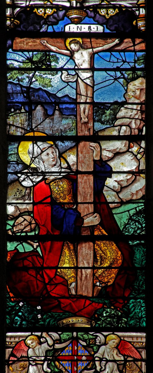 Janela w5 retratando uma cena da vida de Santa Maria Madalena - o santo na cruz de French School