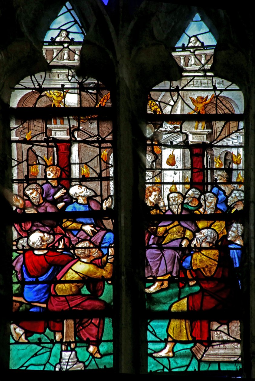 Janela w6 retratando o Pentecostes de French School