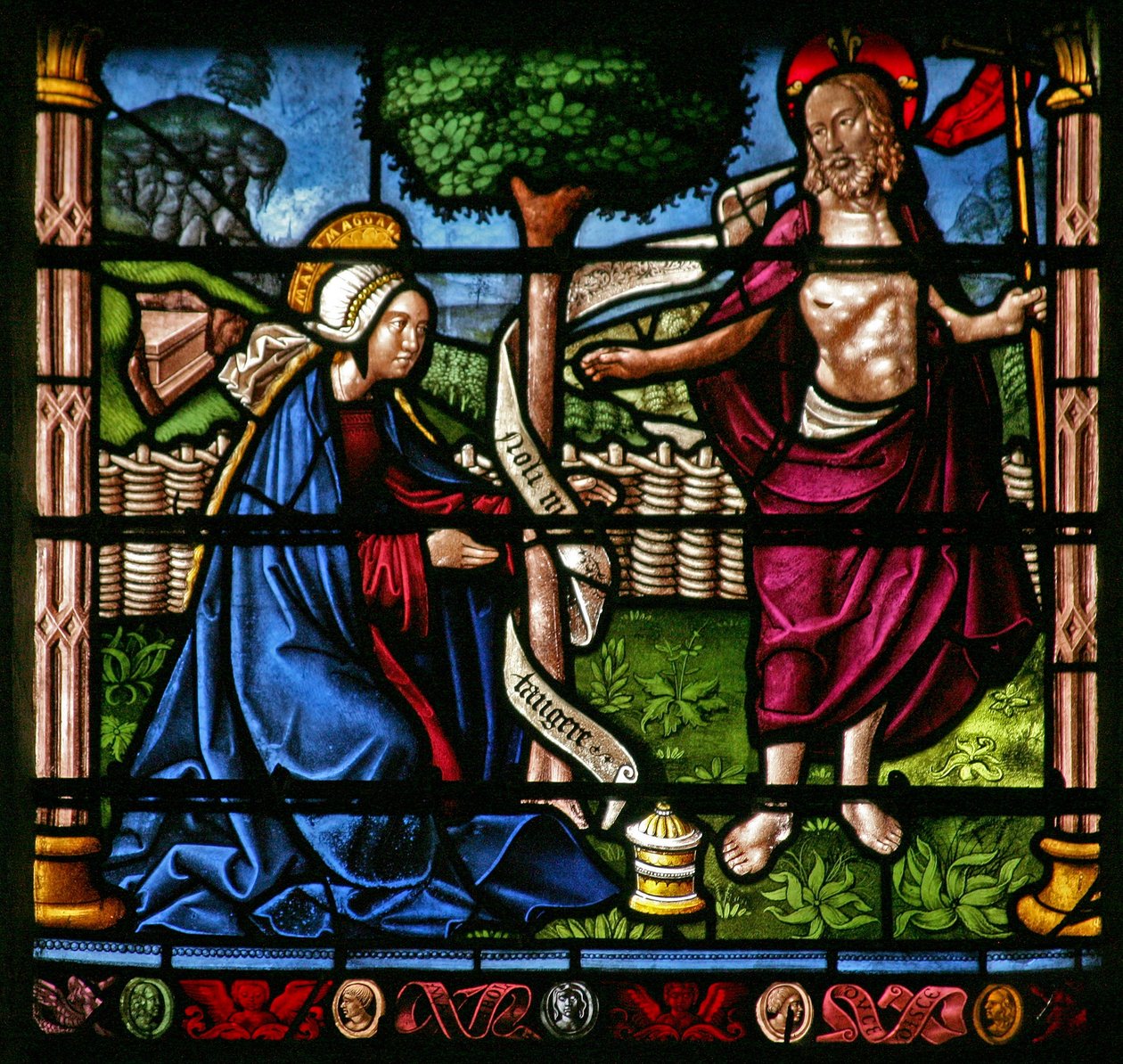 Janela w6 representando uma cena de ressurreição: Noli Me Tangere de French School