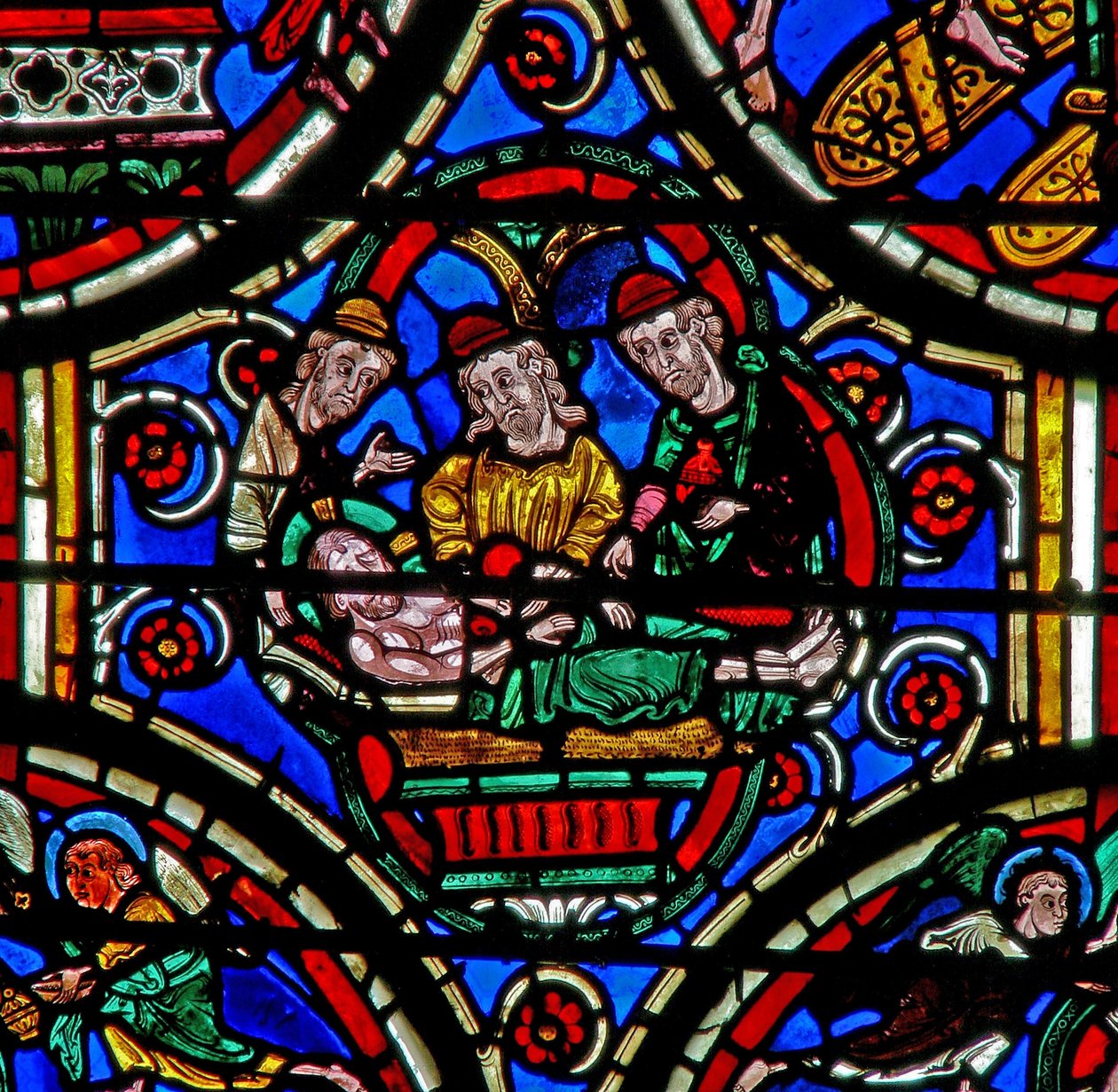 Janela w6 representando o Entombment de French School