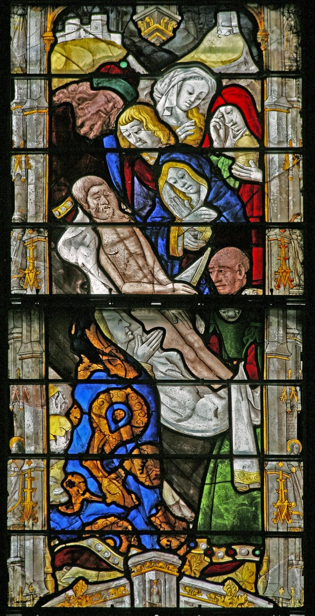 Janela w6 representando o Entombment de French School