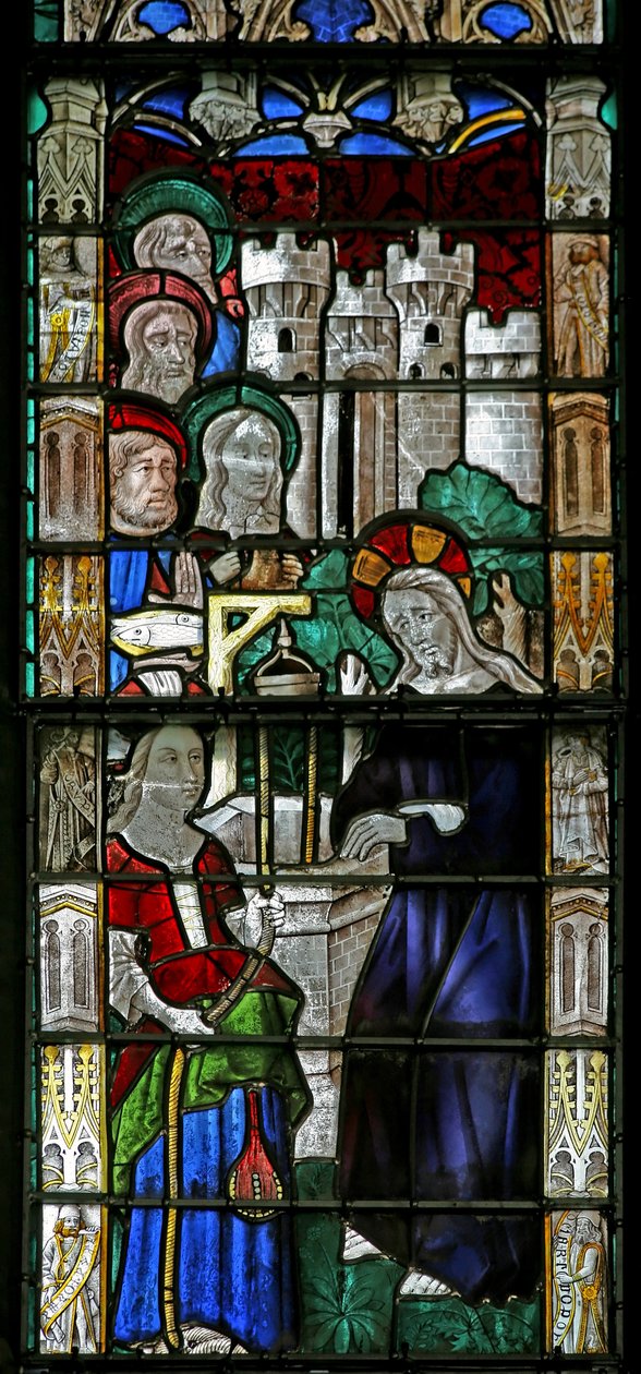 Janela w7 representando Cristo e a mulher samaritana de French School