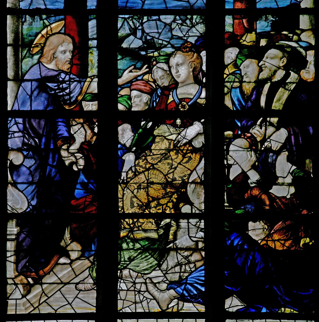 Janela w7 retratando a pregação de Cristo de French School