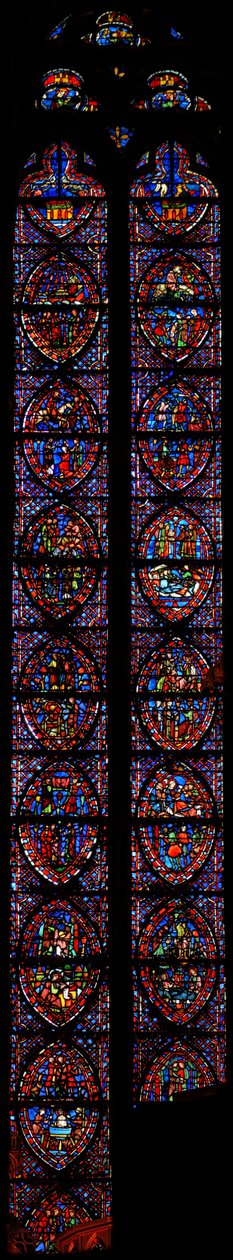 Janela w7 a História de São João Evangelista (L) e a Infância de Cristo (R) de French School