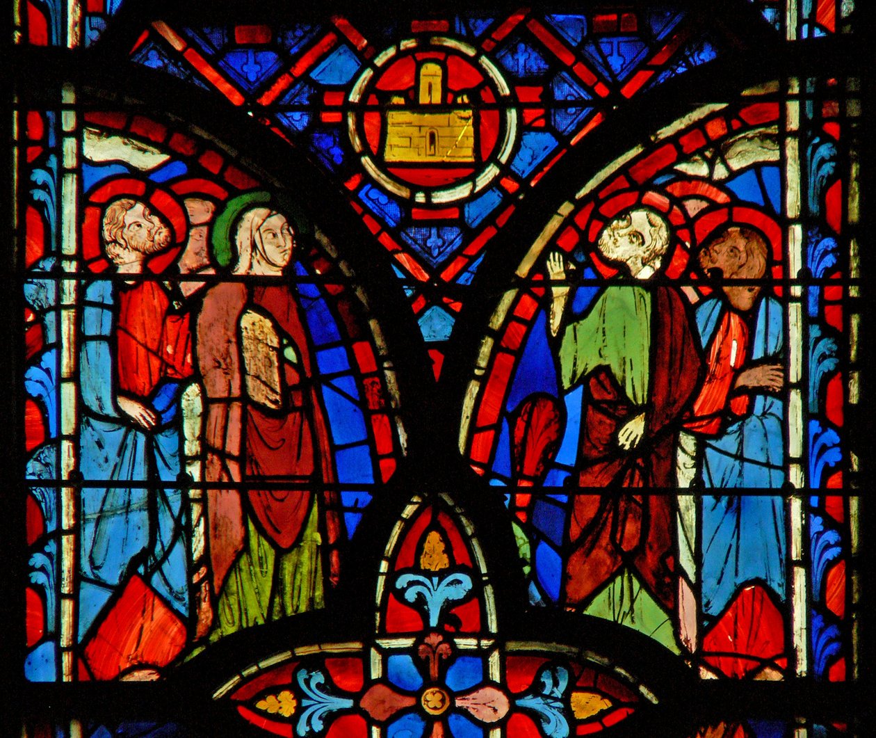 Janela w8 Mulheres sagradas e um grupo de apóstolos de French School