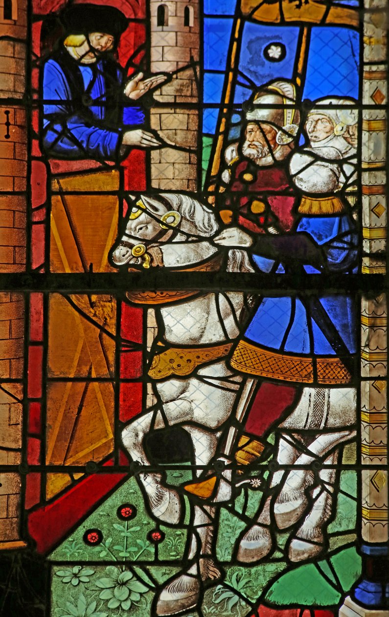 Janela w8 representando Santo Agostinho visita o conde dAfrique, Bonifácio, para proteger o povo de Hipona contra os vândalos de French School