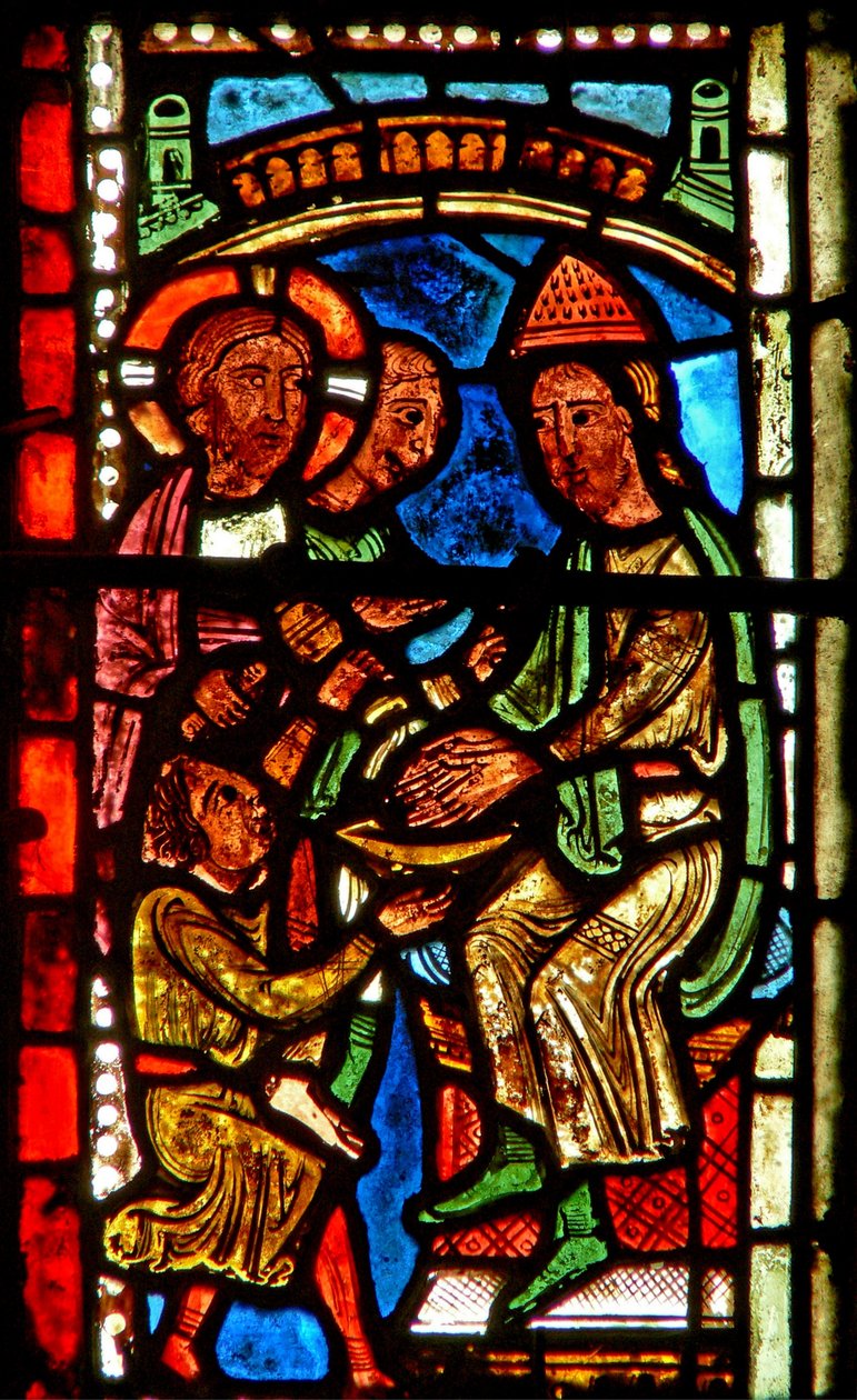 Janela wXV retratando Pilate lavando as mãos de French School