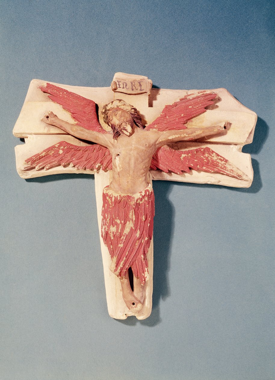 Cristo Alado na Cruz (pedra policromada) de French School