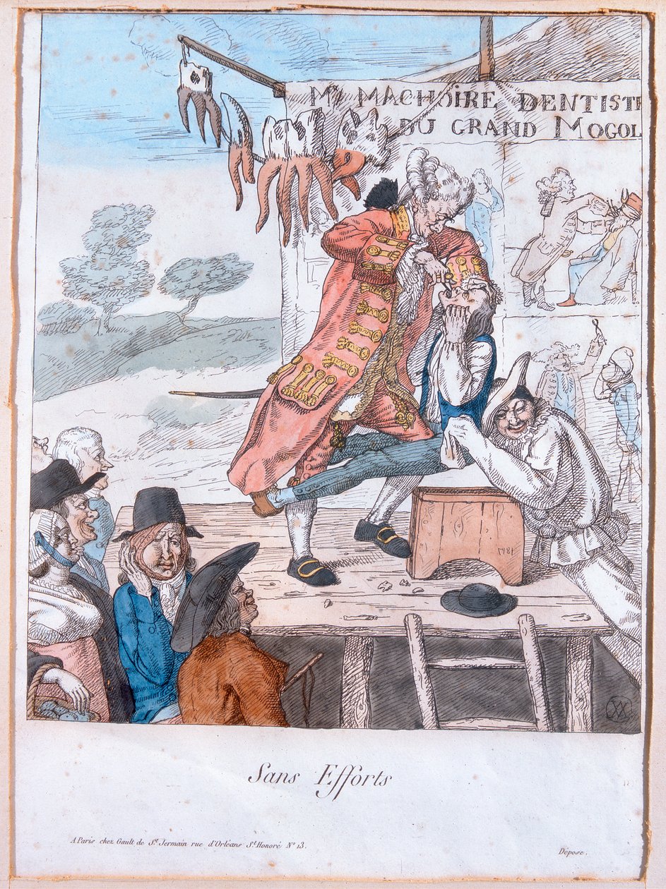 Sem Esforço, 1781 (gravura a cores) de French School