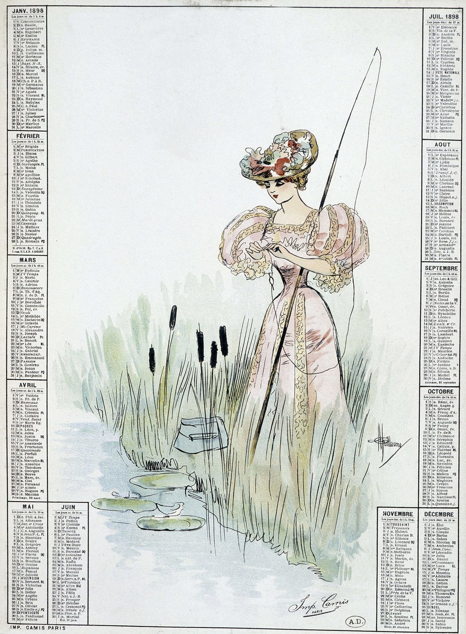 Pescaria feminina - desenho de Guillaume de French School
