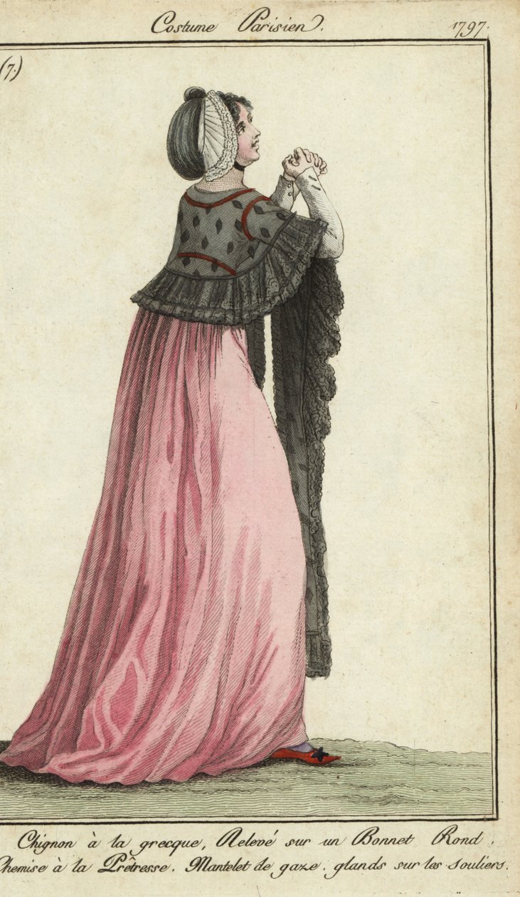 Mulher em vestido estilo priestésico de French School