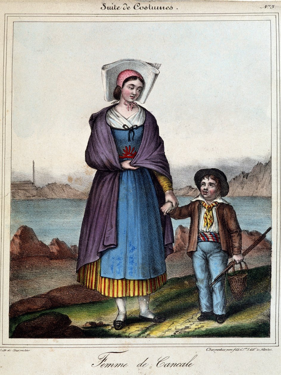 Mulher de Cancale e seu filho, cerca de 1845 de French School