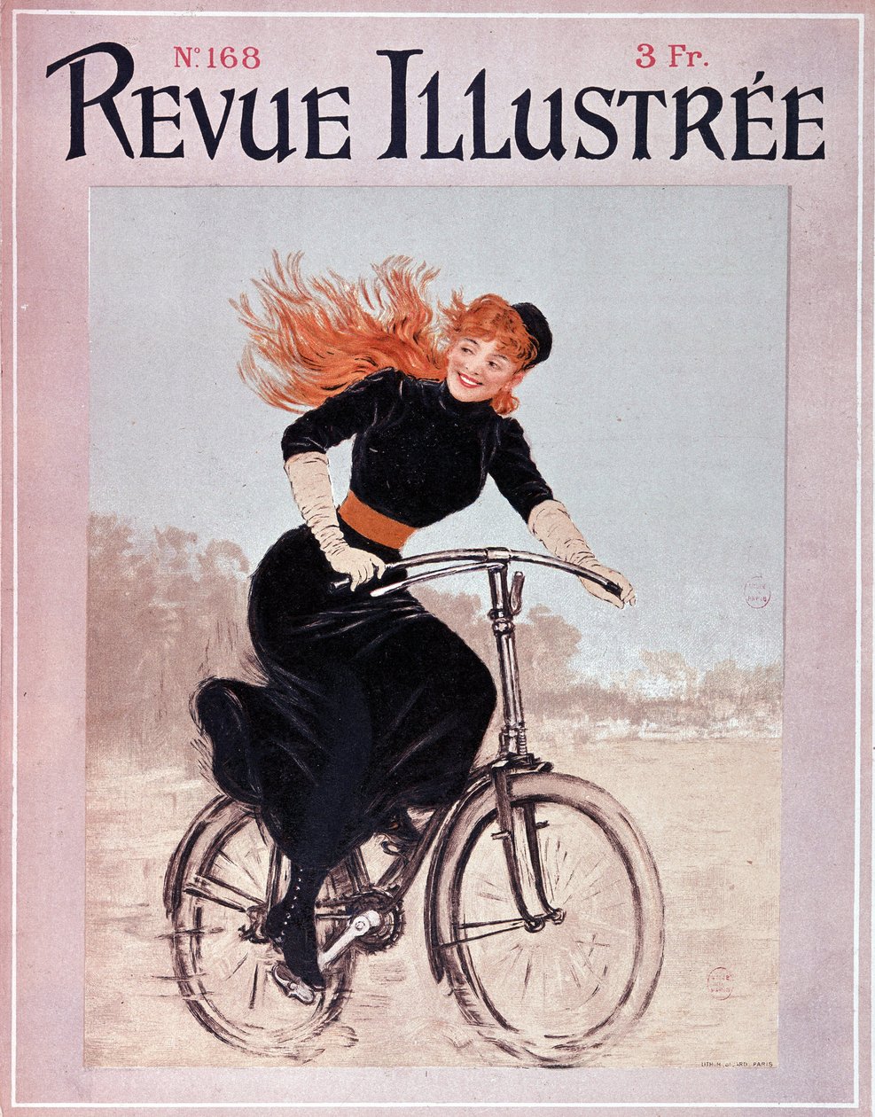 Mulher de bicicleta - cobertura. "Revue illustrée", No. 168, Arts Deco. de French School