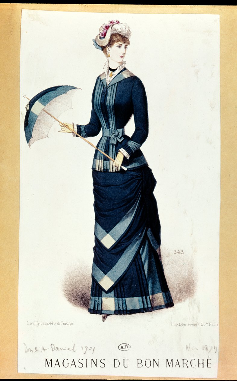 Mulher com guarda-chuva, de Le Bon Marché, 1879 de French School