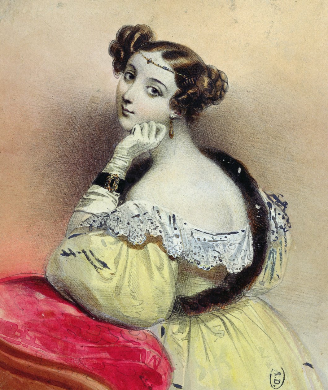 Mulher com um diadema, c.1835 de French School