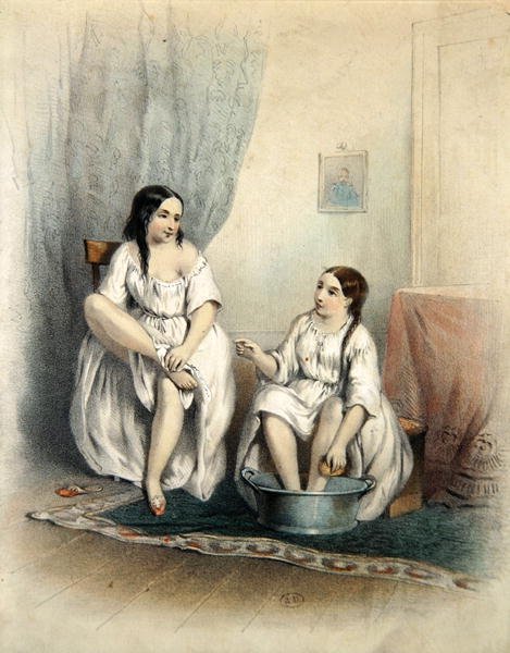Mulheres na sua casa de banho (gravação a cores) de French School