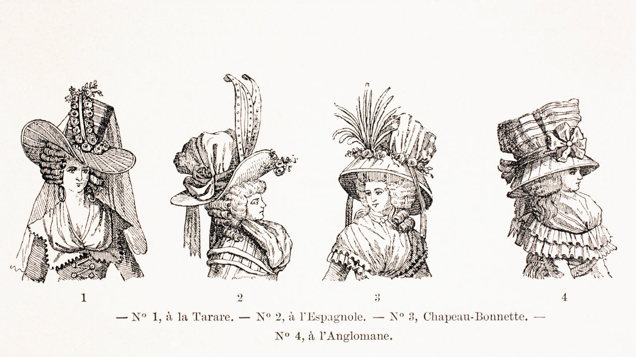 Estilos de chapéu feminino do século XVIII, 1875 de French School