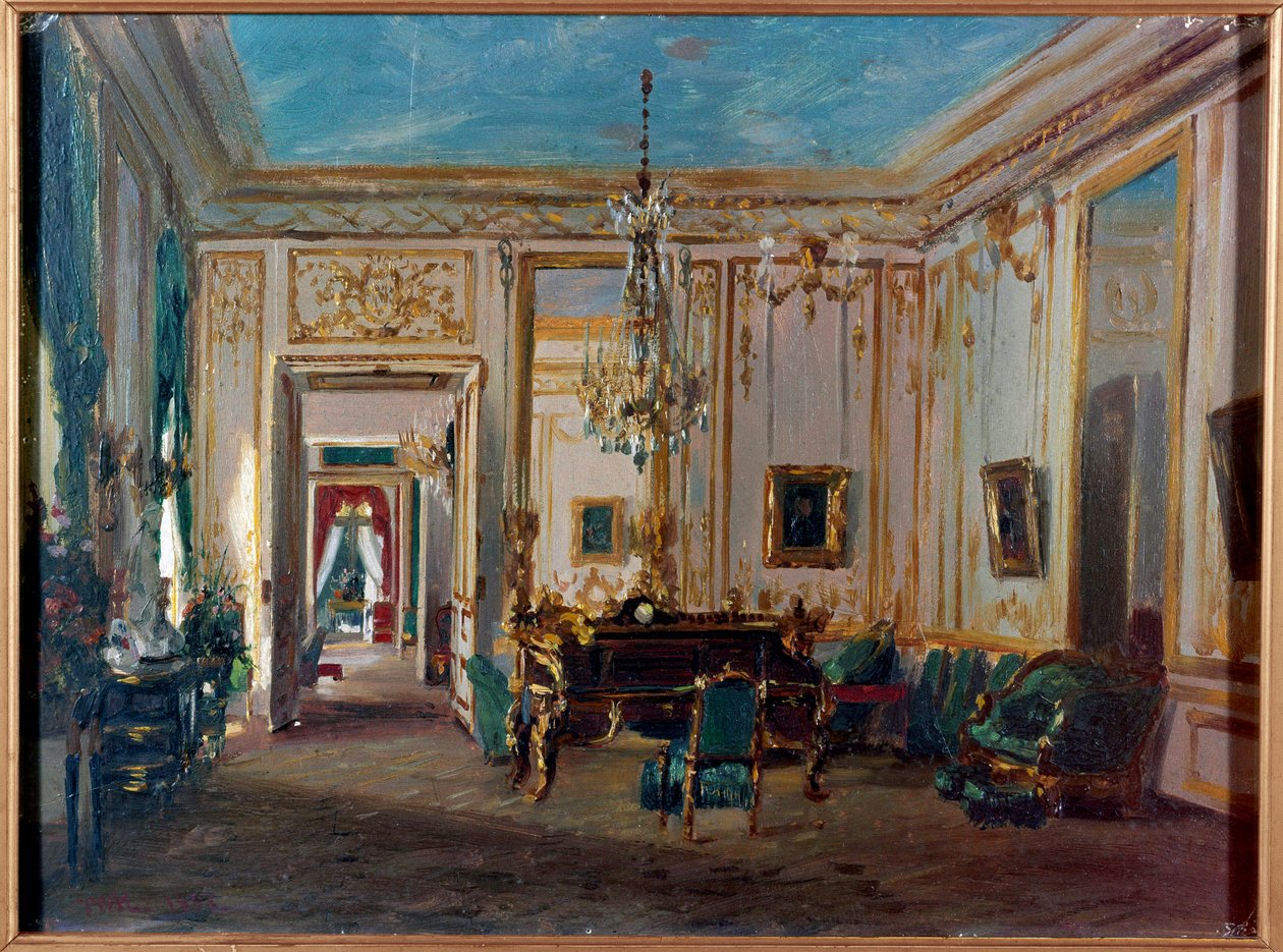 Armário de trabalho do Impression Eugenie a Saint Cloud painting of the 19th century. Paris, artes decorativas de French School