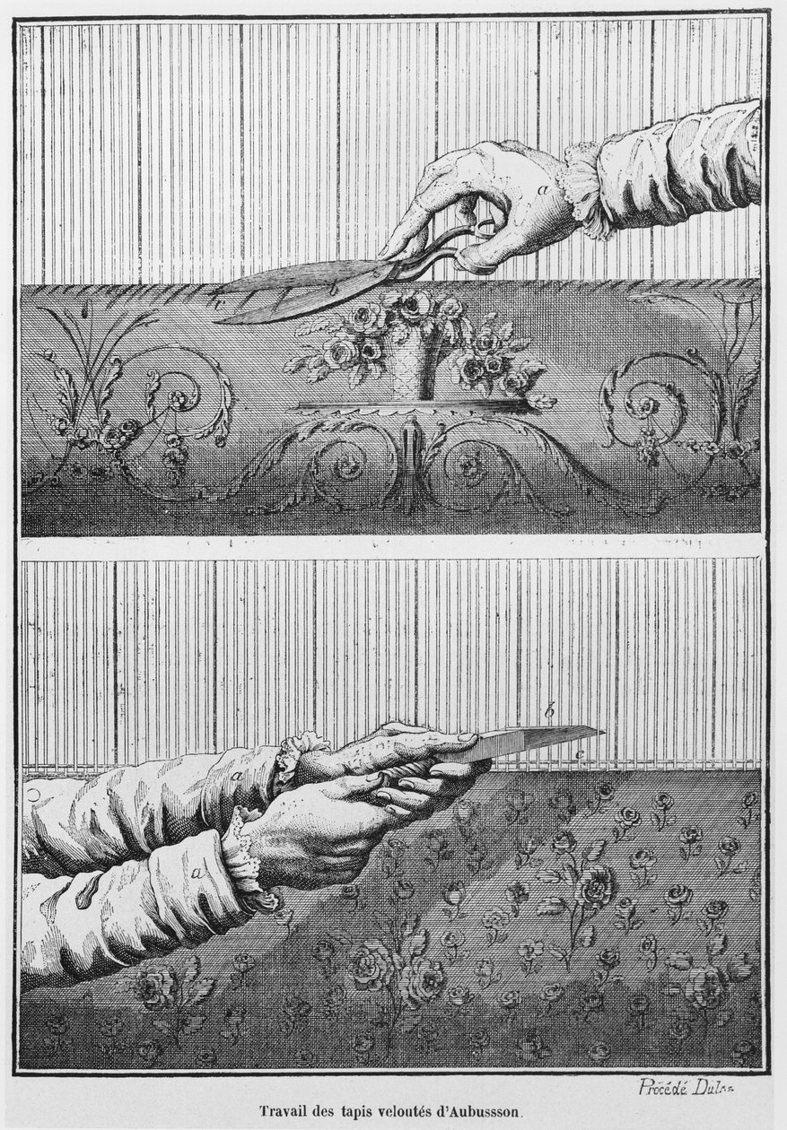 Trabalhando em tapeçaria de veludo Aubusson de French School