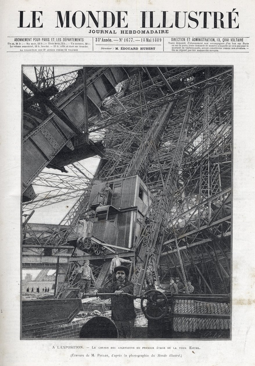 Feira Mundial de Paris 1889 - O caminho do elevador no primeiro andar da Torre Eiffel - L