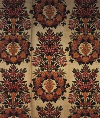 Grinaldas de flores e ramos de Laurel, Atelier de Lyon, Maison Grand Freres, 1811 (veludo bordado) de French School